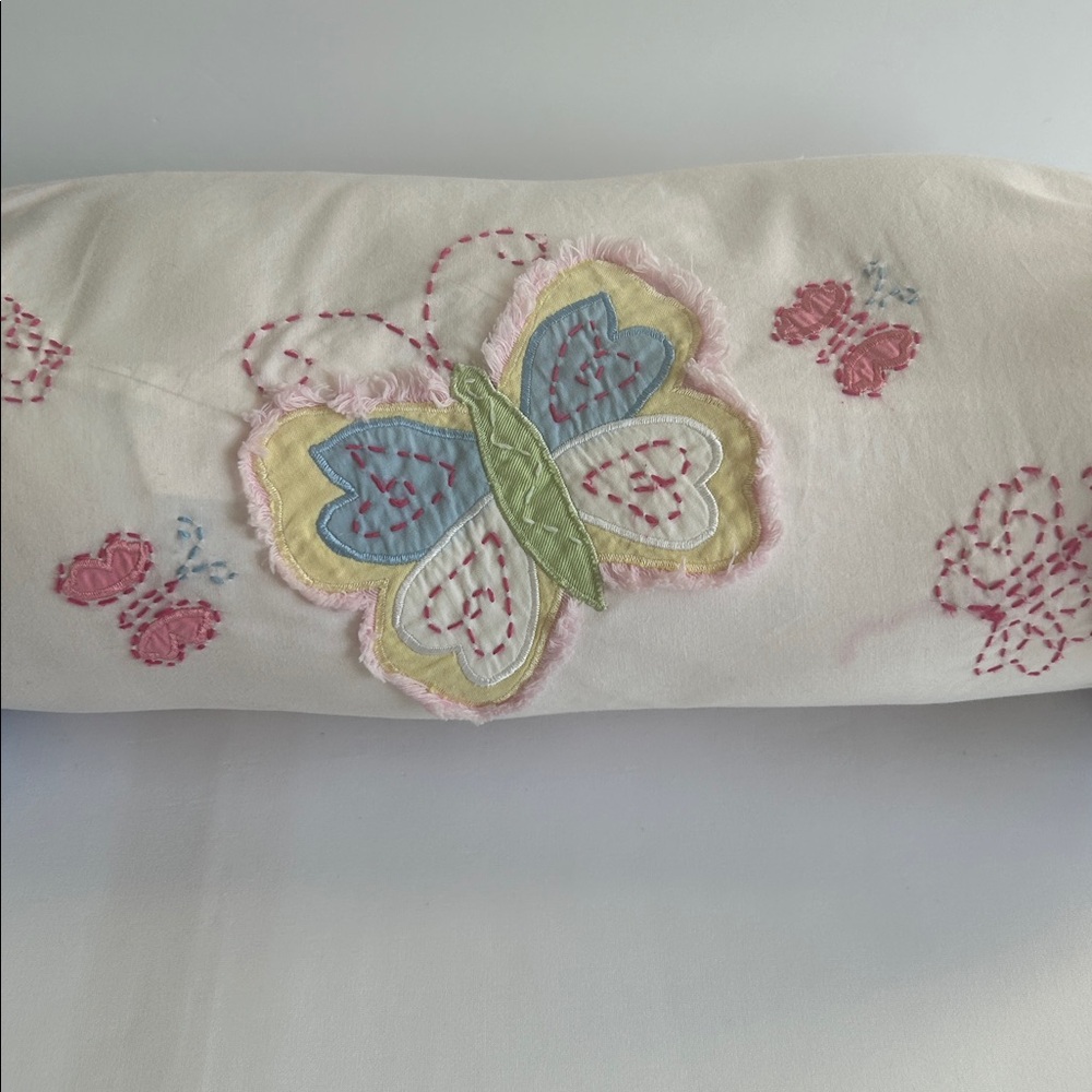 Pottery Barn Butterfly Embroidered Bolster Pillow - Picture 4 of 6